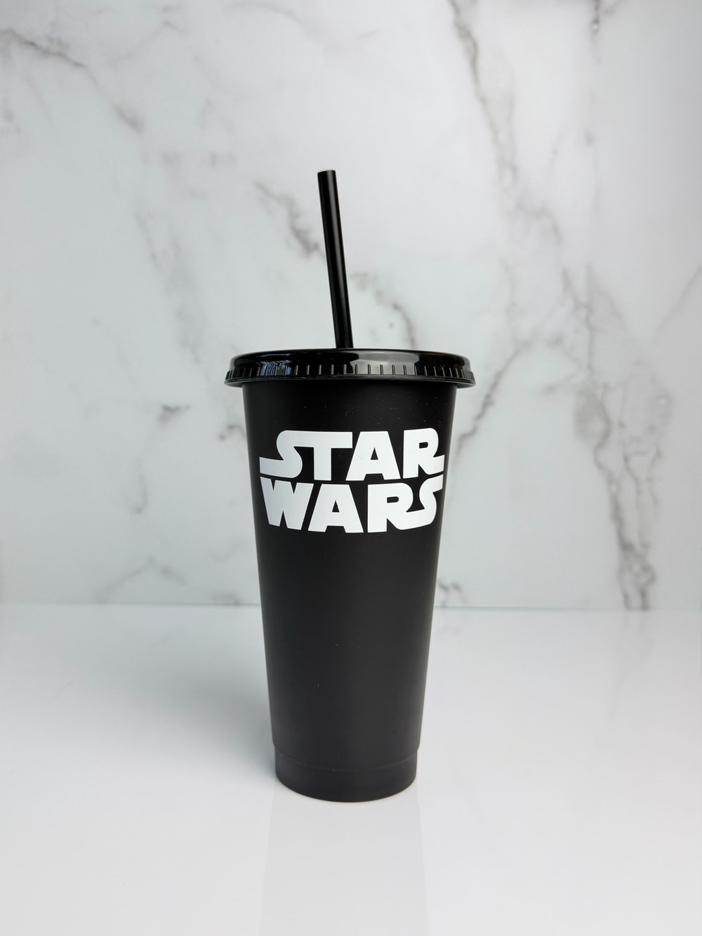 Star Wars Black Reusable Tumbler Cup with Lid & Straw